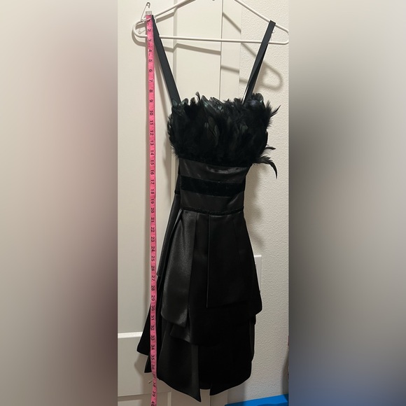 Elegant Black Feathered Strapless Dress - Picture 7 of 11